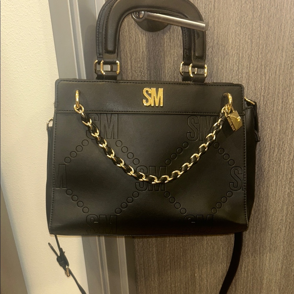 Steve Madden Black Satchel with Gold Chain